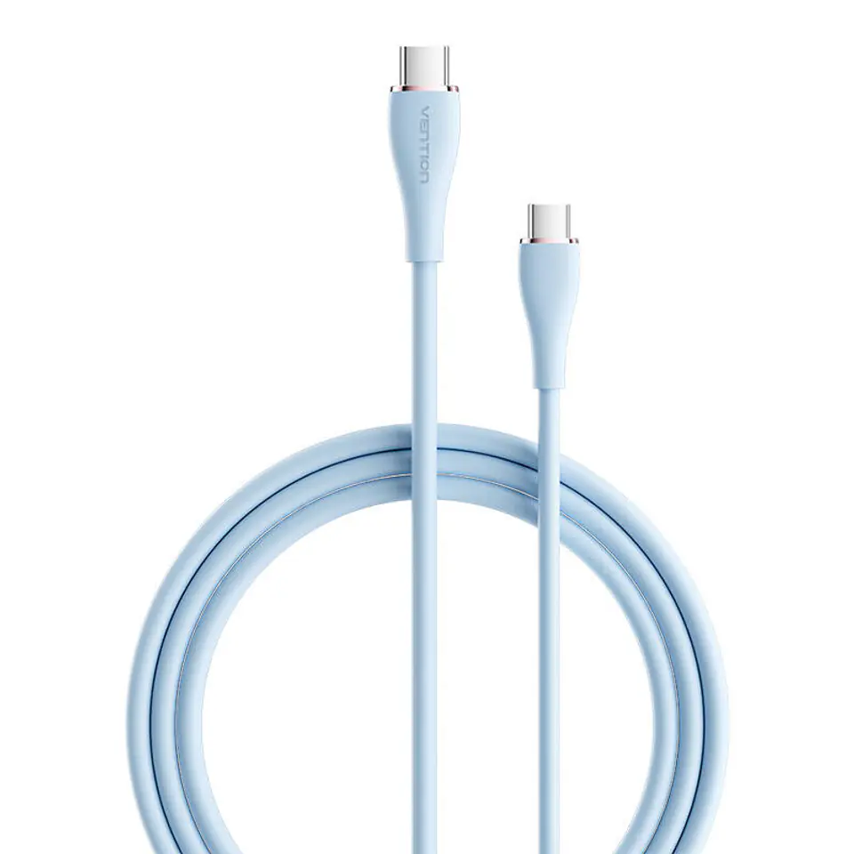 ⁨Kabel USB-C 2.0 do USB-C Vention TAWSF 1m, PD 100W, niebieski silikonowy⁩ w sklepie Wasserman.eu