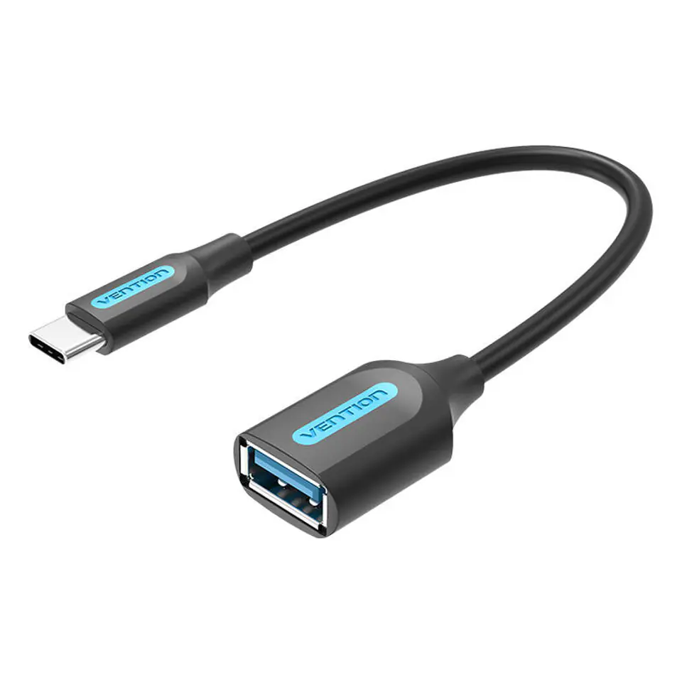 ⁨Kabel USB-C 3.1 męski do USB żeński OTG Vention CCVBB 0,15 m, 2A, czarny⁩ w sklepie Wasserman.eu