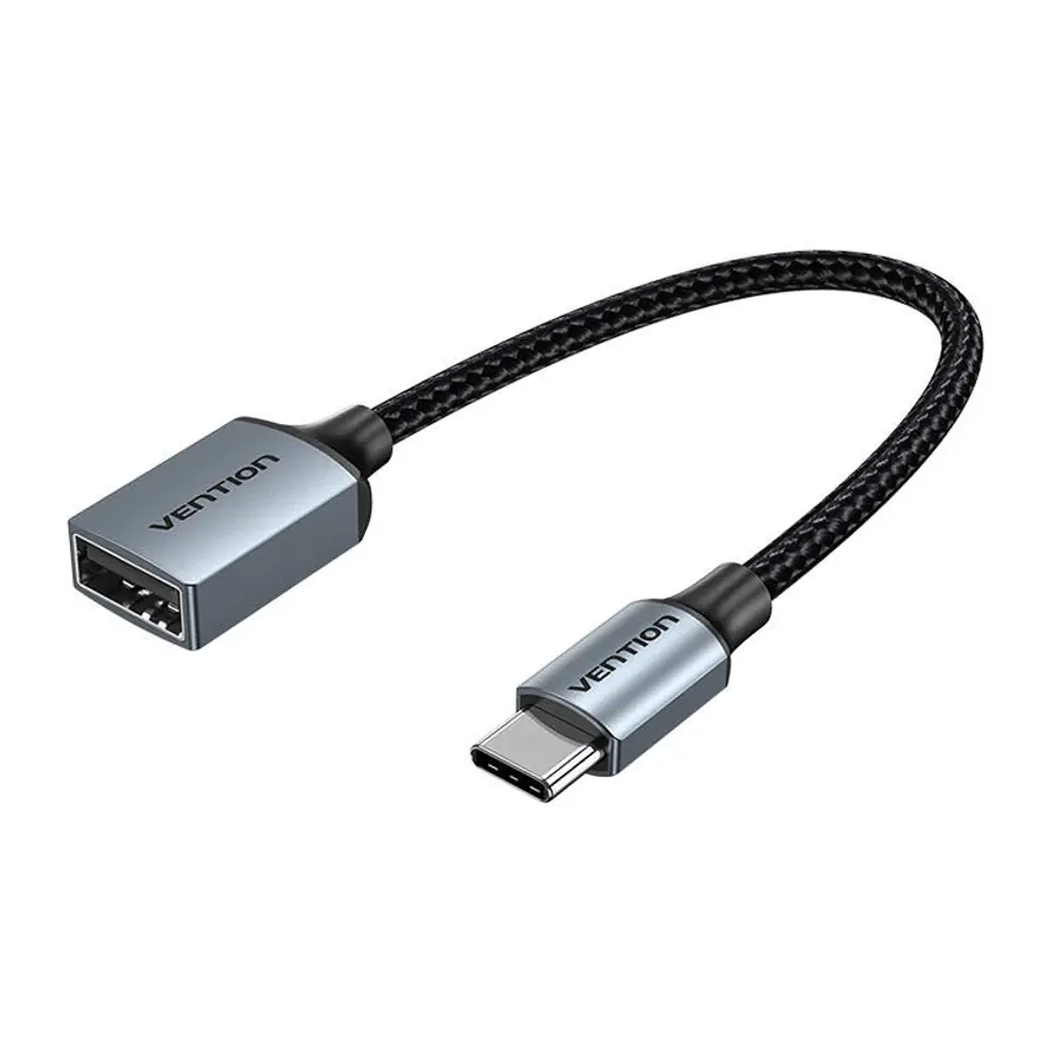 ⁨Kabel USB-C 2.0 męski na USB żeński OTG Vention CCWHB 0,15 m, 2A, szary⁩ w sklepie Wasserman.eu