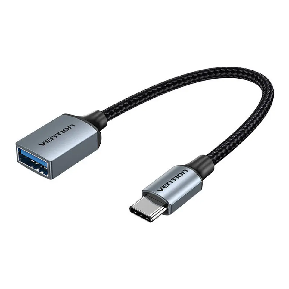 ⁨Kabel USB 3.0 C męski do USB żeński OTG Vention CCXHB 0,15m, 2A (szary)⁩ w sklepie Wasserman.eu