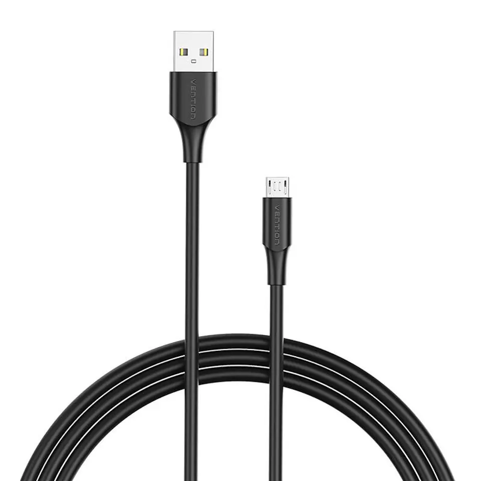 ⁨Kabel USB 2.0 do Micro USB Vention CTIBF 2A 1m (czarny)⁩ w sklepie Wasserman.eu