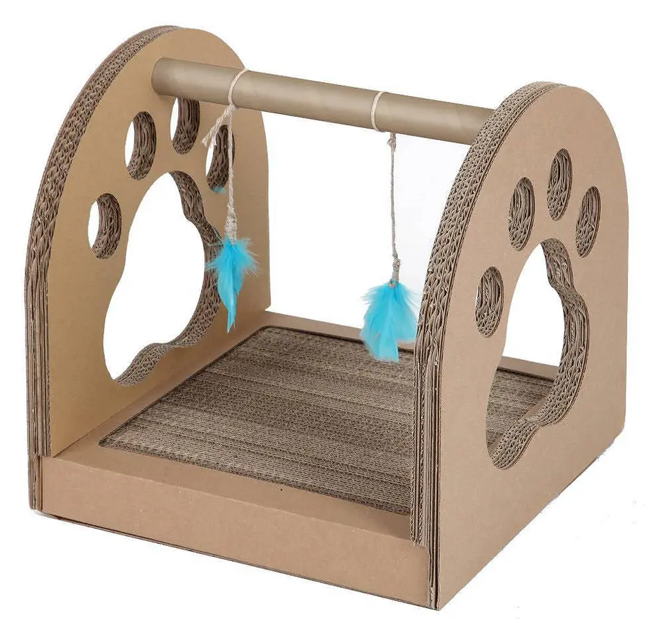 ⁨CARTON+ PETS cardboard with feathers Fun Park - cat scratching post - 1 piece⁩ at Wasserman.eu