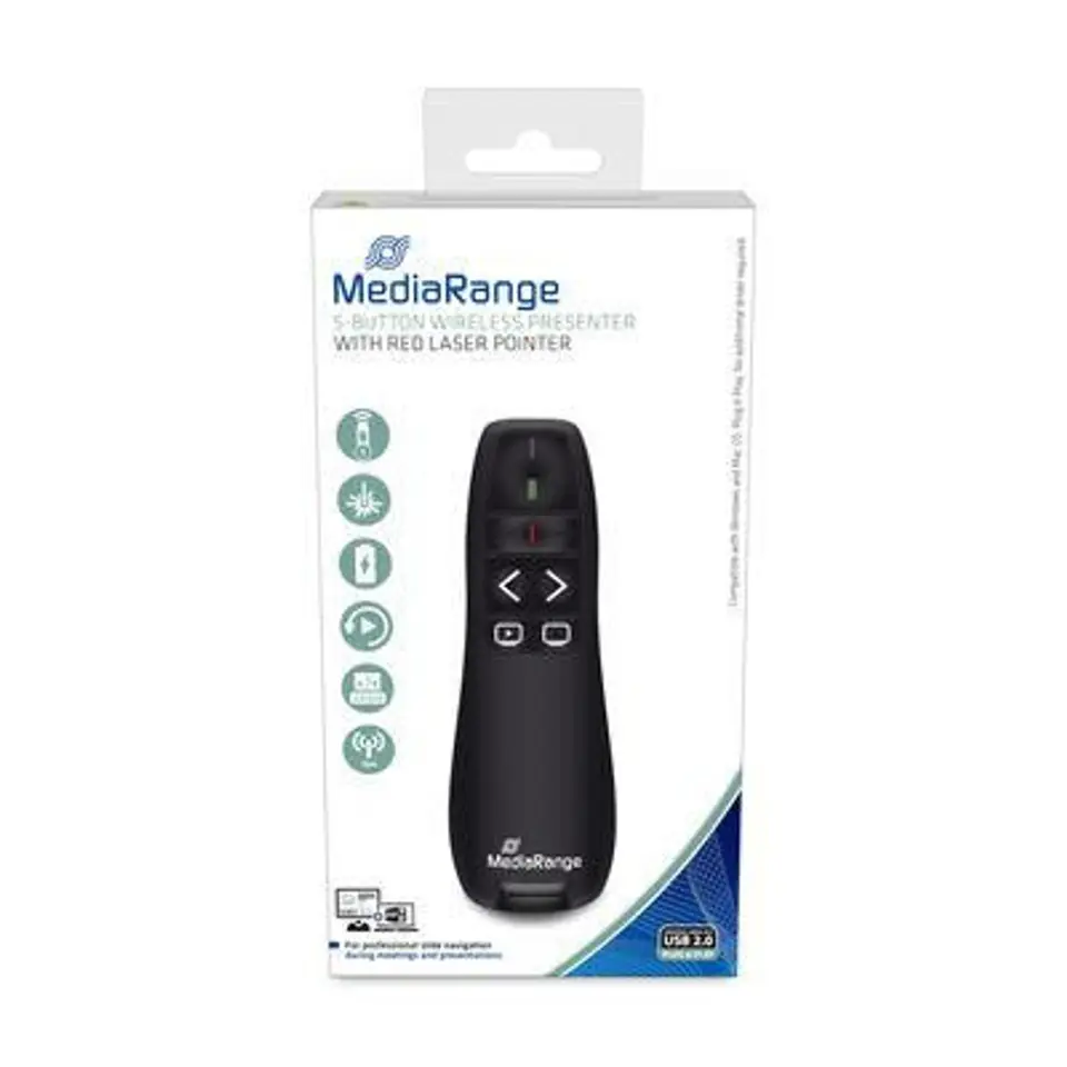 ⁨MediaRange Wireless Presenter Rf Black⁩ w sklepie Wasserman.eu