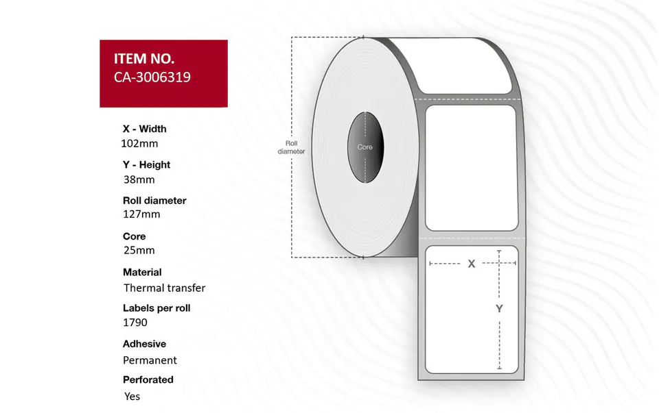 ⁨Capture Label 102 x 38mm, Core 25mm,⁩ w sklepie Wasserman.eu