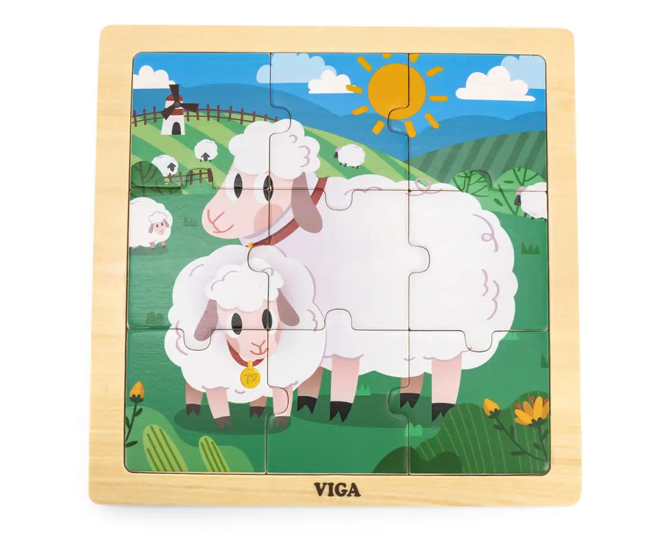 ⁨Viga 44622 Puzzle na podkładce 9 elementów - Owca⁩ w sklepie Wasserman.eu