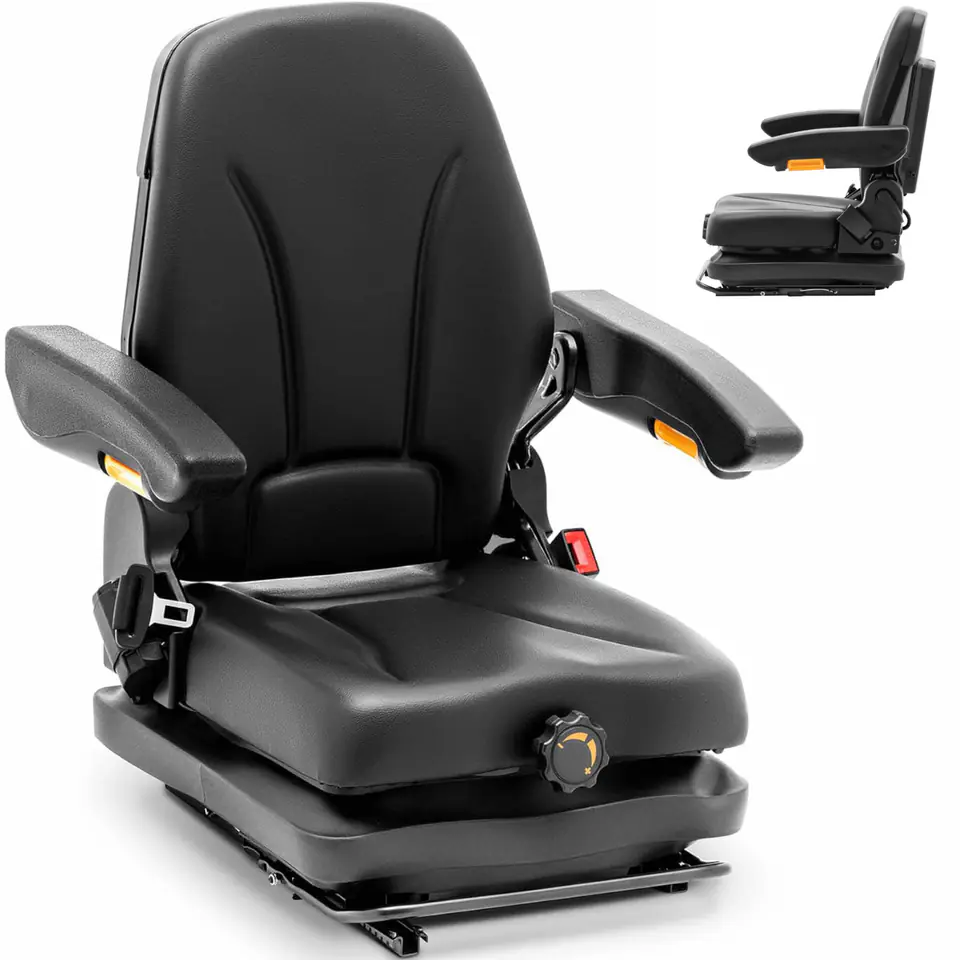 ⁨Siedzenie fotel regulowany z podłokietnikami i pasem do ciągnika siedzisko 42x47cm⁩ w sklepie Wasserman.eu