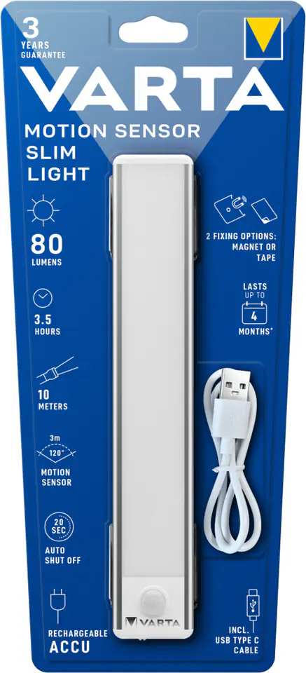 LAMPA MOTION SENSOR SLIM LIGHT 80lm VARTA w sklepie Wasserman.eu