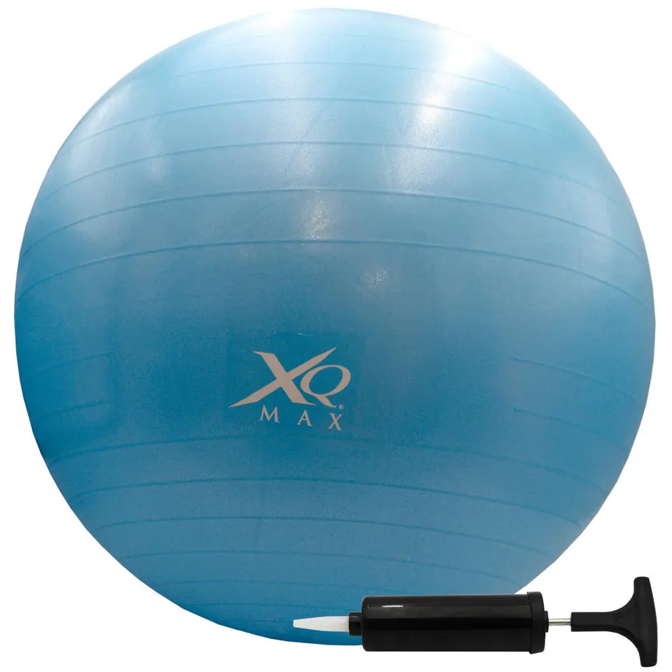 ⁨PIŁKA FITNESS GIMNASTYCZNA Z POMPKĄ XQMAX 55CM NIEBIESKA⁩ w sklepie Wasserman.eu