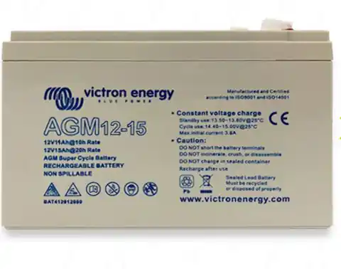 ⁨Victron Energy 12V/15Ah AGM Super Cycle Batt. Faston-tab 6.3x0.8⁩ at Wasserman.eu