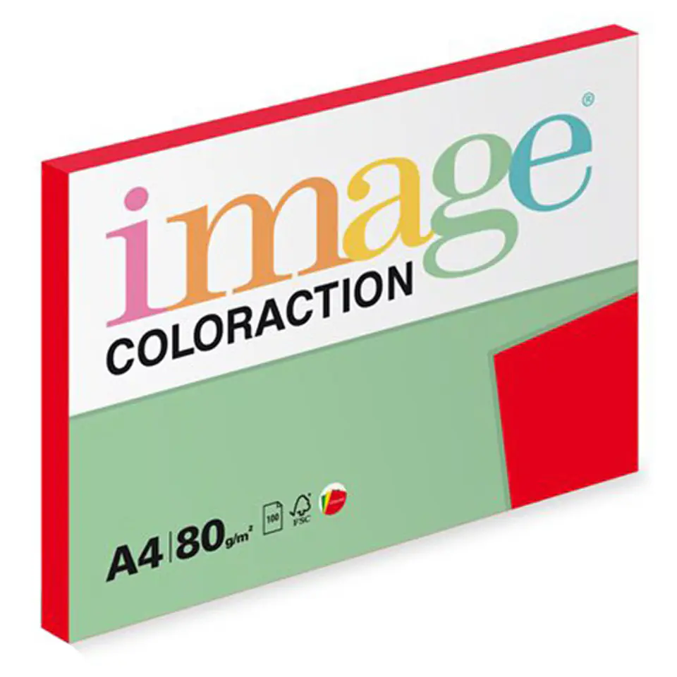 ⁨Papier kserograficzny Coloraction, Chile, A4, 80 g/m2, ciemne czerwony, 100 arkusza, nadaje się do druku atramentowego⁩ w sklepie Wasserman.eu