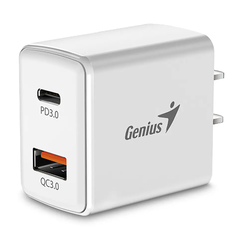 ⁨Genius Zasilacz / sieciowy adapter 20W, 2-portowy, USB-C, USB-A, PD-20AC⁩ w sklepie Wasserman.eu