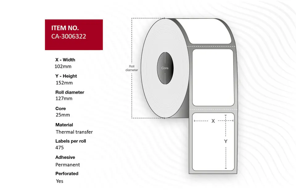 ⁨Capture Label 102 x 152mm, Core 25mm,⁩ w sklepie Wasserman.eu