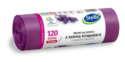 ⁨STELLA Garbage bags with drawstring 120L - lavender fragrance 1op.10pcs⁩ at Wasserman.eu