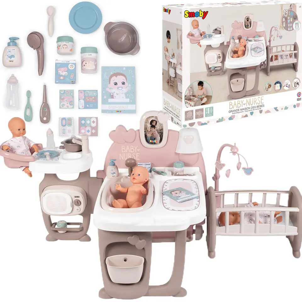 ⁨Baby Nurse Babysitter's Corner Kitchen, Bathroom & Bedroom Smoby⁩ at Wasserman.eu