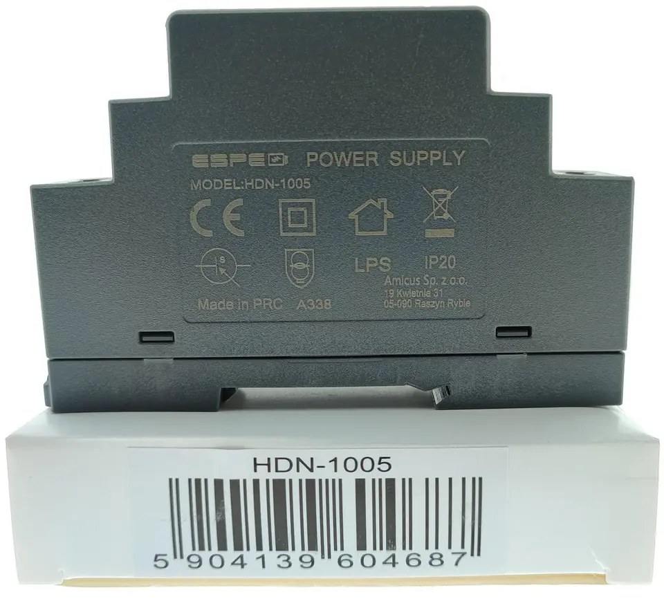 ⁨ZASILACZ IMPULSOWY NA SZYNĘ DIN ESPE HDN-1005 5V/10W/2A⁩ w sklepie Wasserman.eu