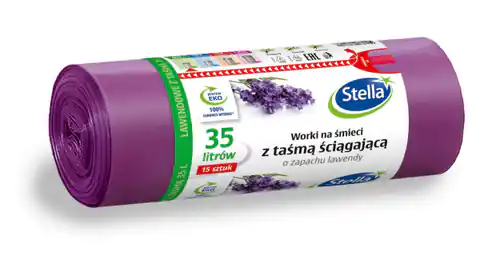 ⁨STELLA Garbage bags with astringent tape 35L - lavender fragrance 1op.15pcs⁩ at Wasserman.eu