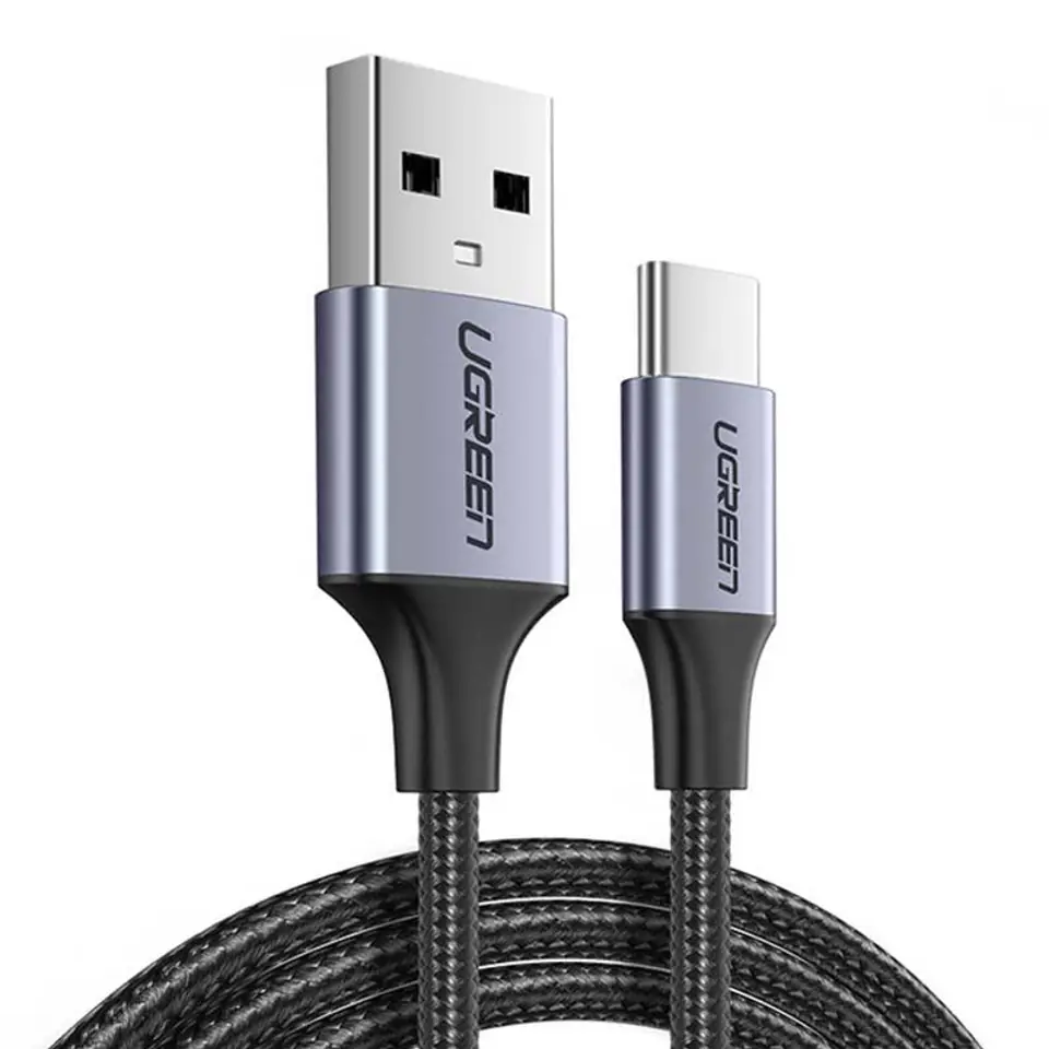 ⁨Kabel USB do USB-C QC3.0 UGREEN 	US288 1m z aluminiową wtyczką (czarny)⁩ w sklepie Wasserman.eu