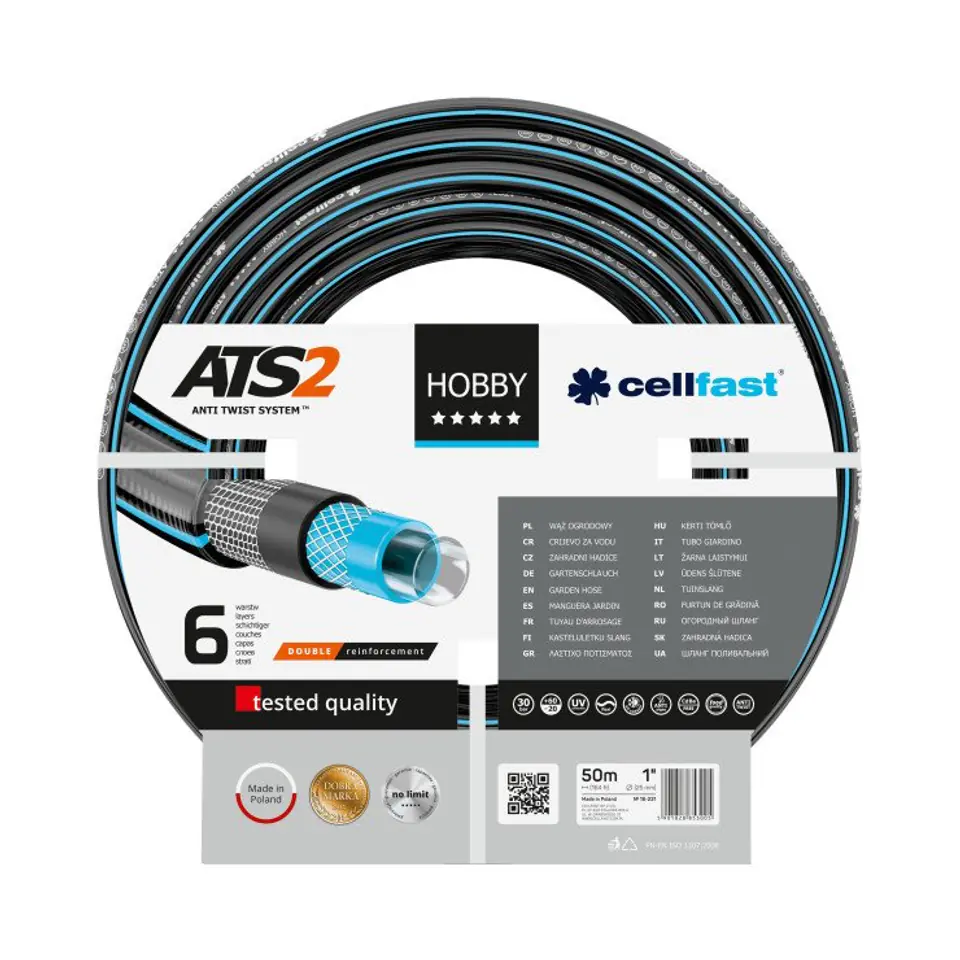 ⁨Garden hose Cellfast Hobby ATS2 1" 50m⁩ at Wasserman.eu