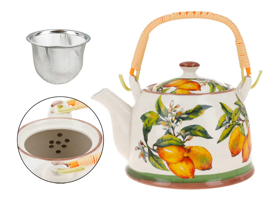 ⁨Czajnik ceramiczny z zaparzaczem - Cytryny (CARMANI)⁩ w sklepie Wasserman.eu