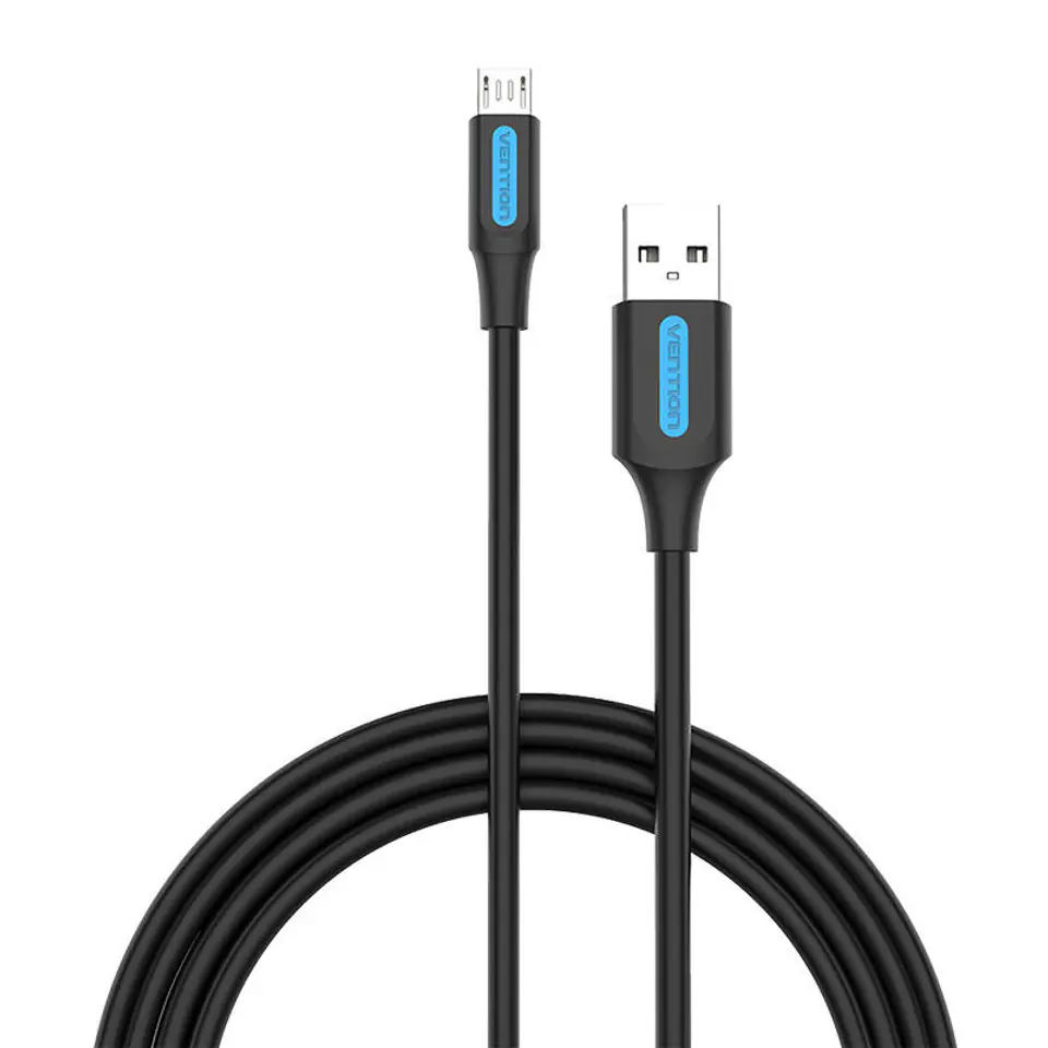 ⁨Kabel USB 2.0 A do Micro USB Vention COLBI 3A 3m czarny⁩ w sklepie Wasserman.eu