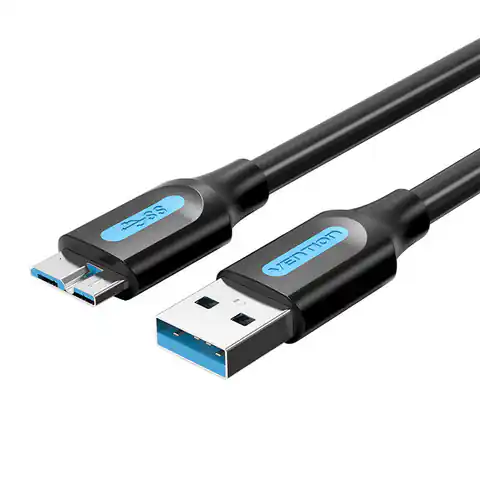 ⁨Kabel USB 3.0 A do Micro-B Vention COPBC 2A 0,25m czarny PVC⁩ w sklepie Wasserman.eu