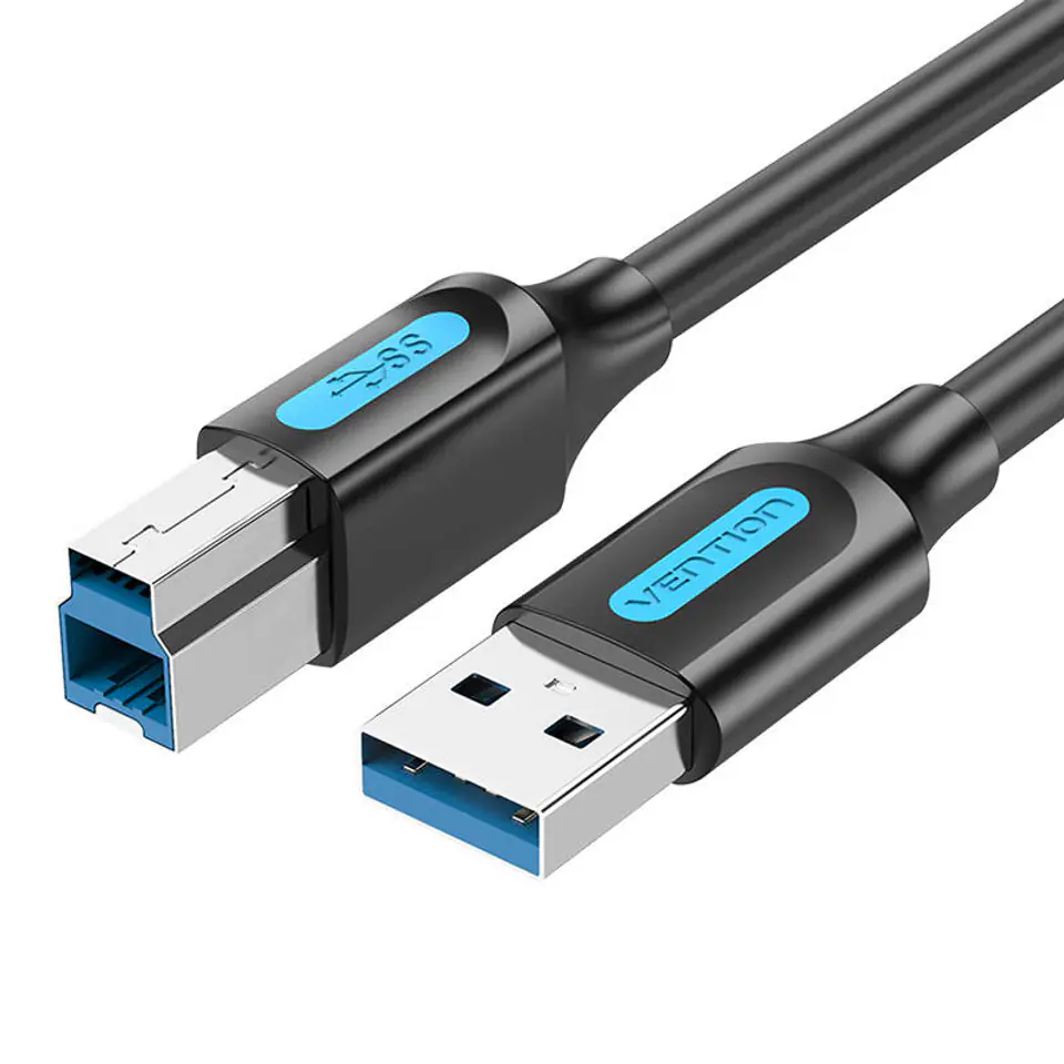 ⁨Kabel do drukarki USB 3.0 A do USB-B Vention COOBD 2A 0,5m czarny PVC⁩ w sklepie Wasserman.eu