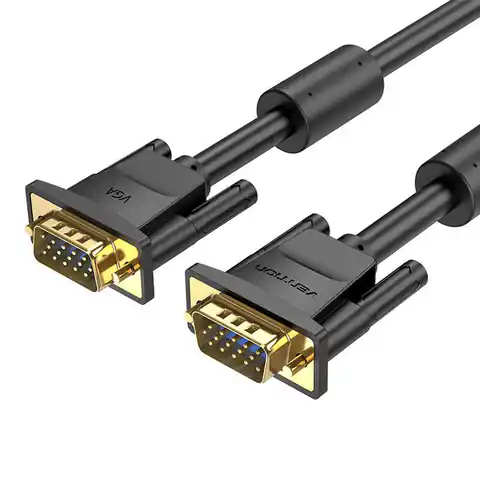 ⁨Kabel VGA (3+6) z rdzeniami ferrytowymi  Vention DAEBI 3m, 1080P 60Hz (czarny)⁩ w sklepie Wasserman.eu