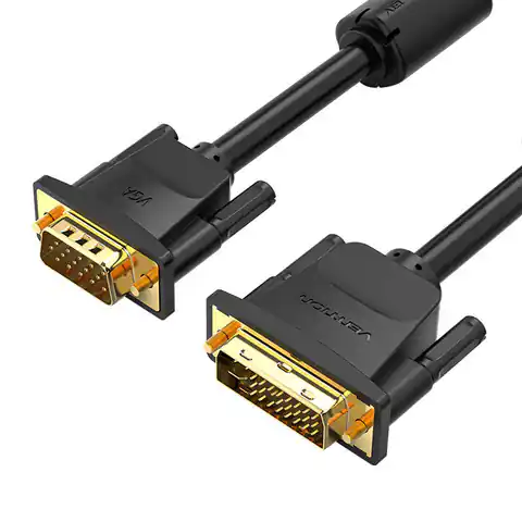 ⁨Kabel DVI (24+5) do VGA Vention EACBJ 5m, 1080P 60Hz (czarny)⁩ w sklepie Wasserman.eu
