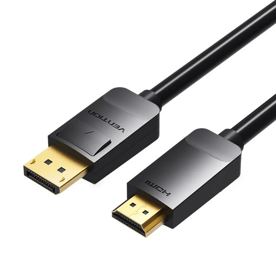 ⁨Kabel DisplayPort 1.2 do HDMI 1.4 Vention HADBI 3m Czarny⁩ w sklepie Wasserman.eu