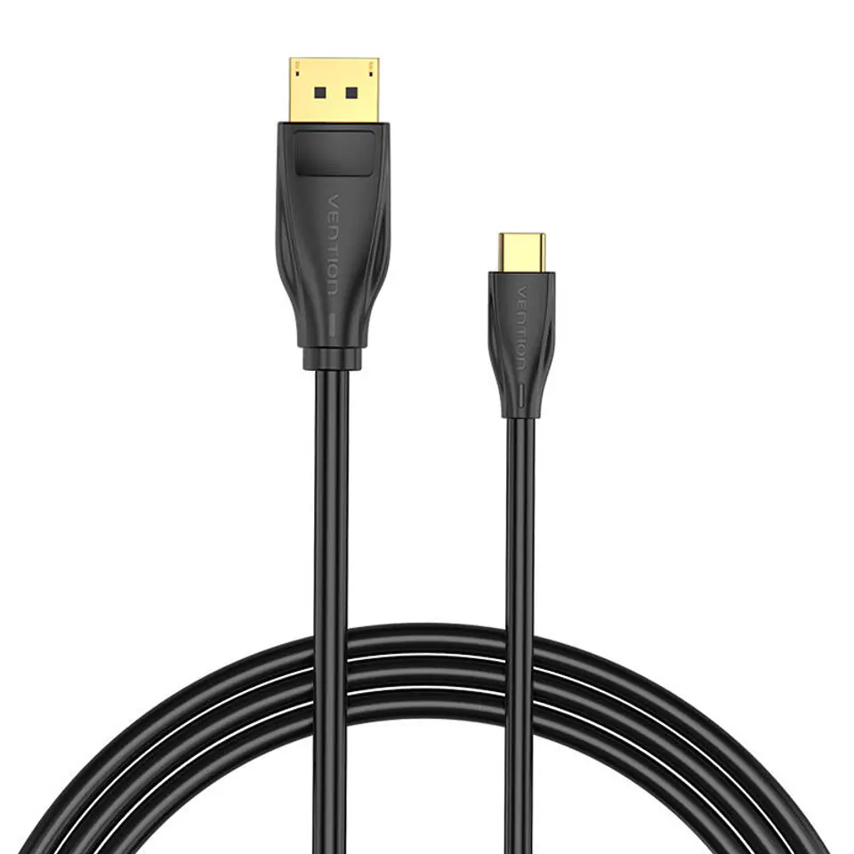 ⁨Kabel USB-C do DisplayPort 1.4 Vention CGYBH, 2m, 8K 60Hz/4K 120Hz (Czarny)⁩ w sklepie Wasserman.eu