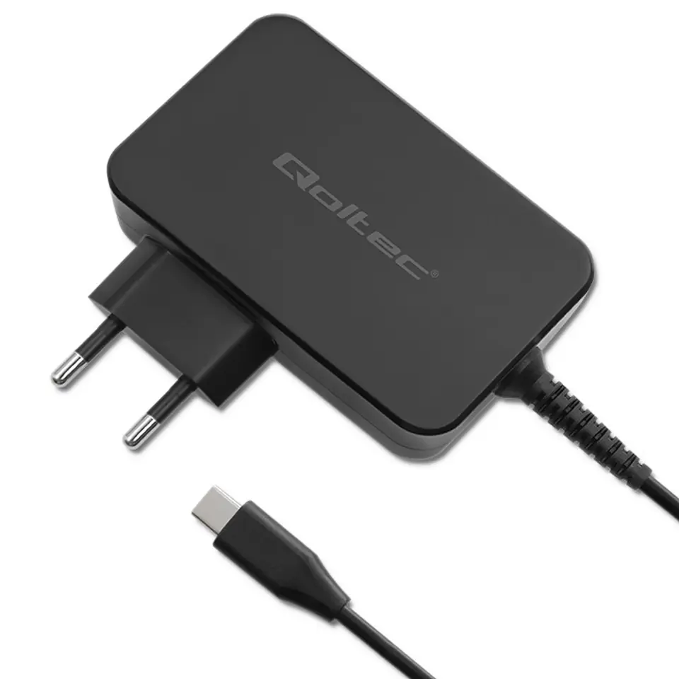 ⁨Qoltec Ładowarka GaN POWER PRO | 1xUSB-C | 100W | 5-20V | 3-5A | Czarna⁩ w sklepie Wasserman.eu