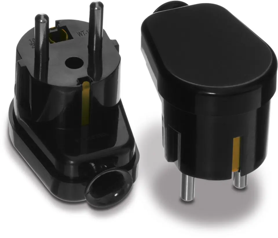 ⁨UNI-SCHUKO REMOVABLE ANGULAR PLUG, 2P+Z 16A, 250V BLACK⁩ at Wasserman.eu