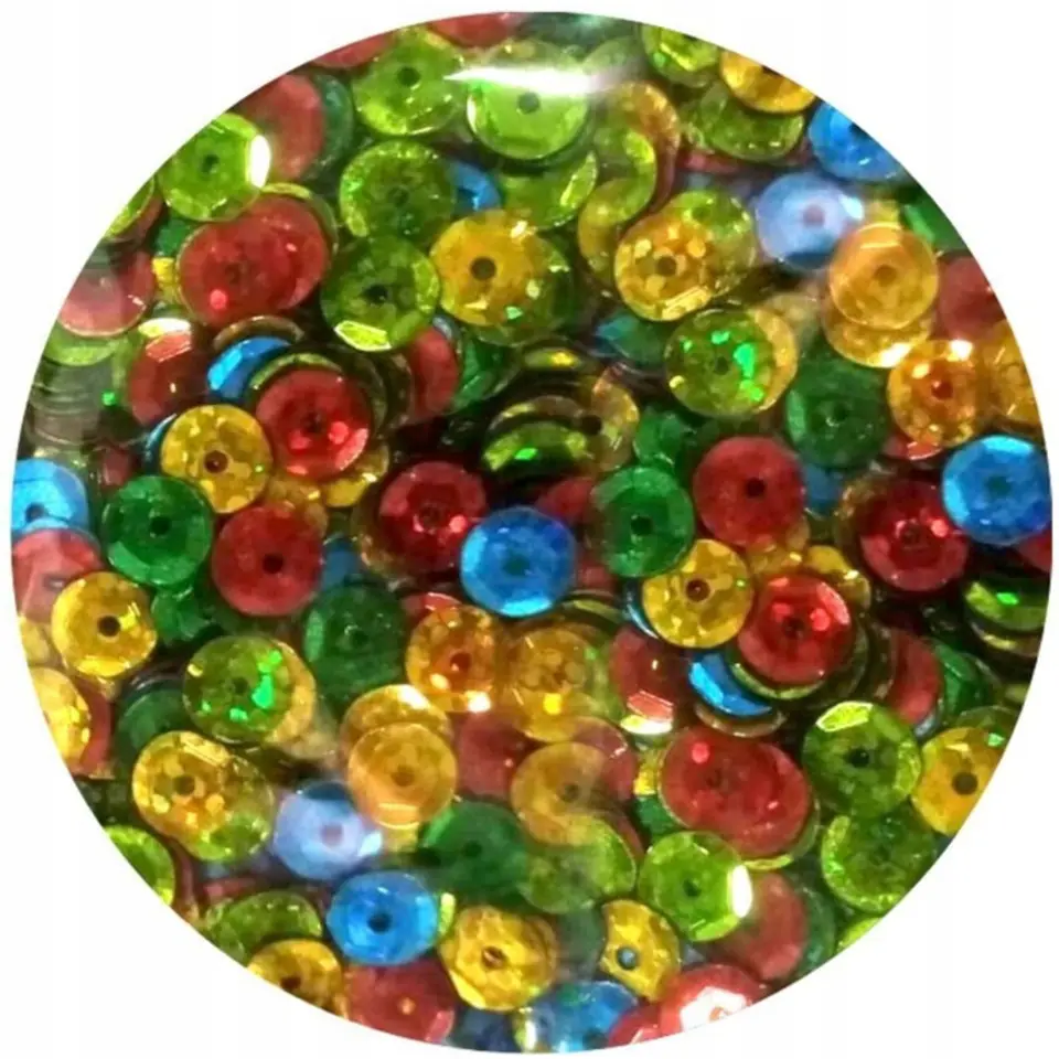 ⁨Cekiny hologramowe 6mm mix kolorów MH6 BREWIS⁩ w sklepie Wasserman.eu