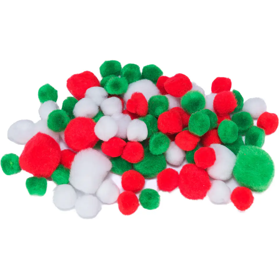 ⁨Pompony mix rozm. czerwone/białe/zielone 78szt. POM43⁩ w sklepie Wasserman.eu
