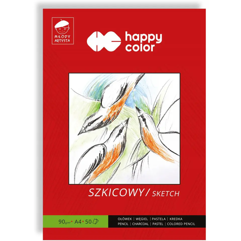 ⁨Blok szkicownik A4 50k 90g MŁODY ARTYSTA HA 3709 2030-M50 HAPPY COLOR⁩ w sklepie Wasserman.eu