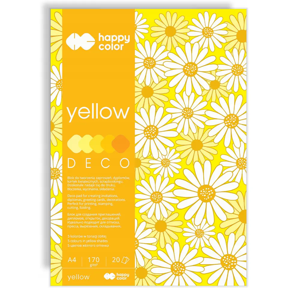 ⁨Blok A4 20k 170g 5 kolorów DECO YELLOW HA 3717 2030-012 HAPPY COLOR⁩ w sklepie Wasserman.eu