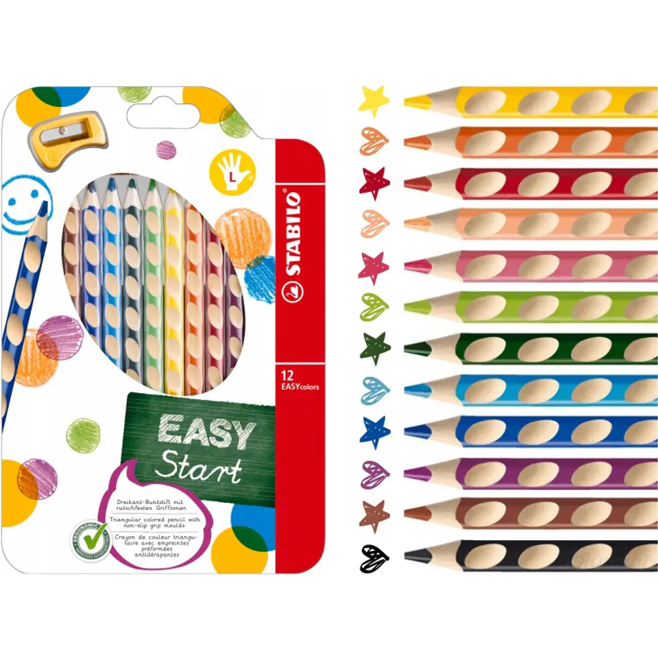 ⁨Wooden crayons STABILO EASYcolors L case with pendant 12 pcs.⁩ at Wasserman.eu