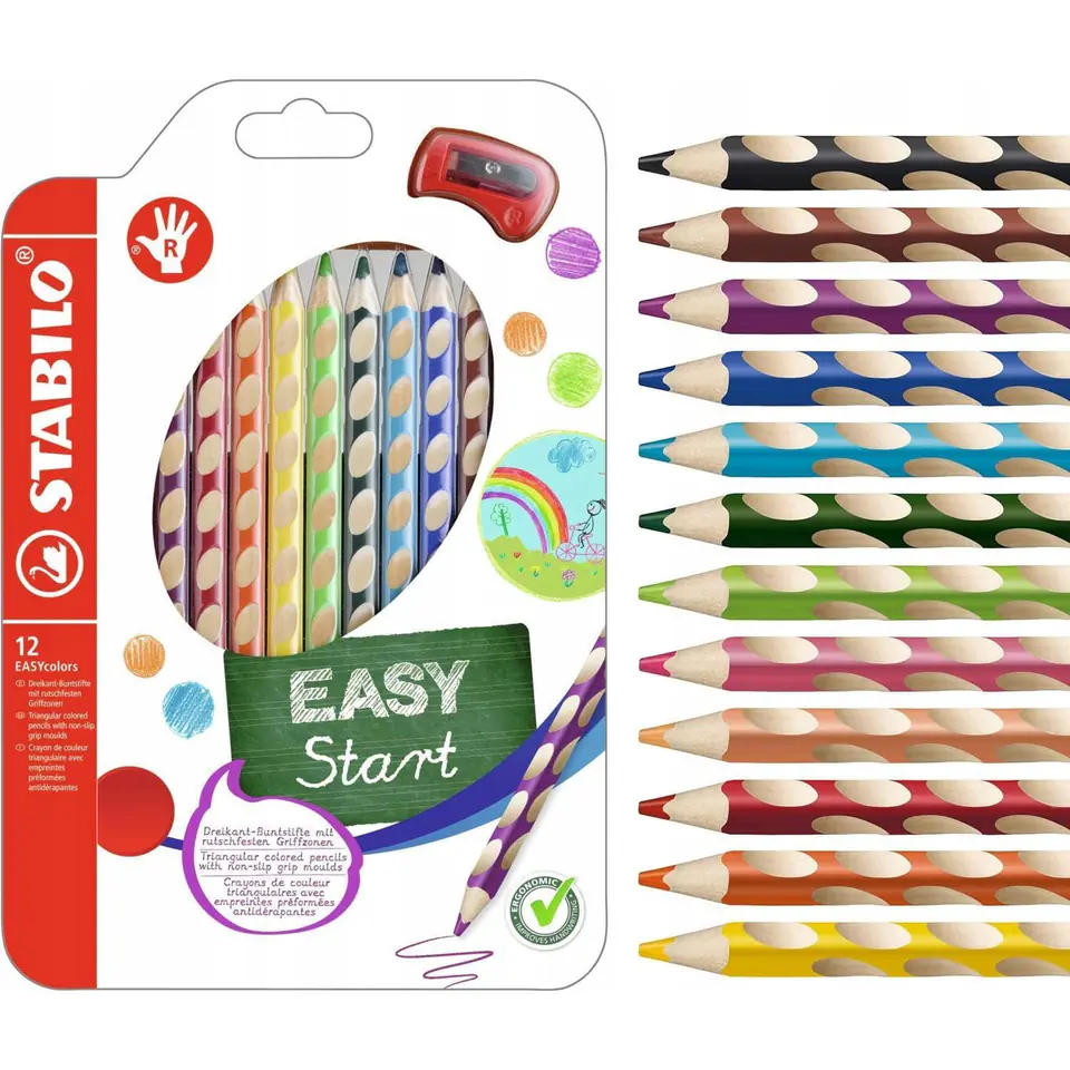 ⁨Wooden crayons STABILO EASYcolors R case with pendant 12 pcs.⁩ at Wasserman.eu