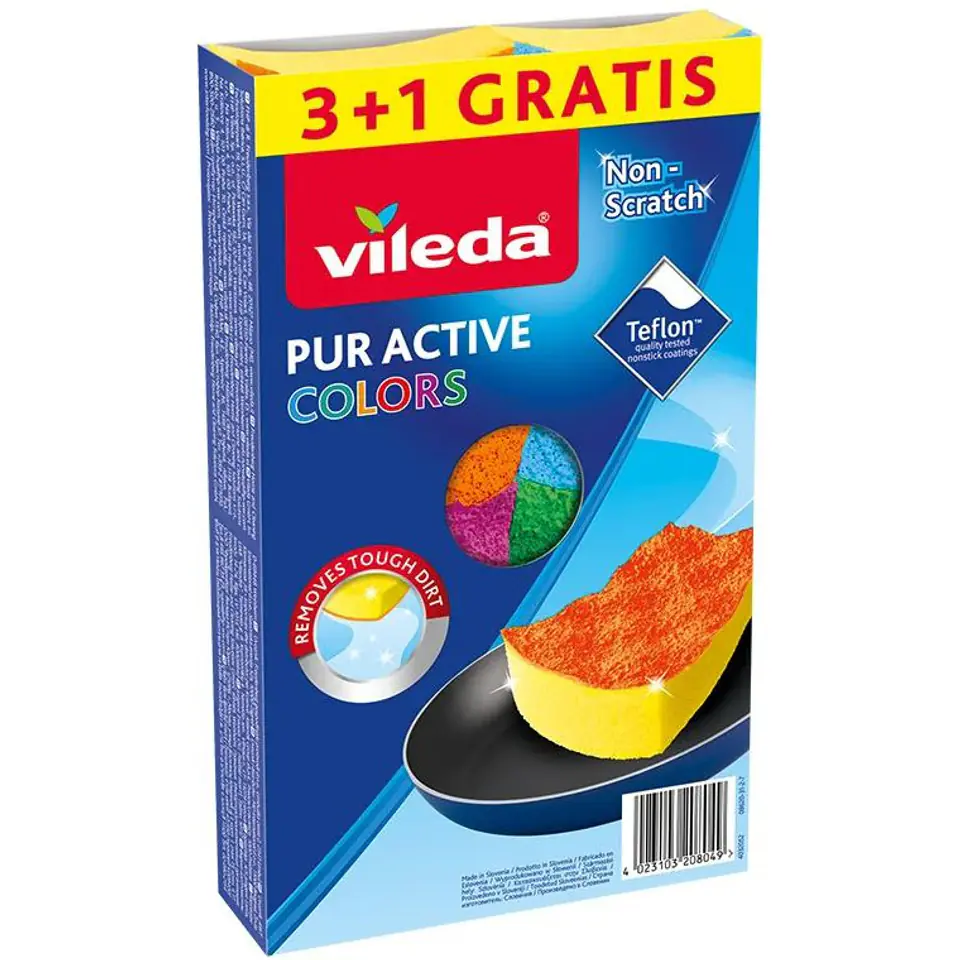 ⁨Sponge Vileda Pur Active Colors 4 pc(s)⁩ at Wasserman.eu