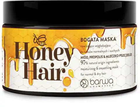 ⁨BARWA COSMETICS Honey Hair Bogata Maska nawilżająco-wygładzająca do włosów normalnych i suchych 220ml⁩ w sklepie Wasserman.eu