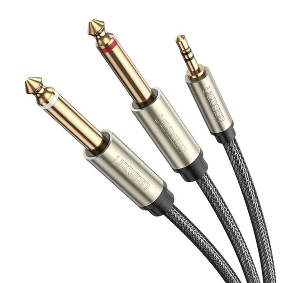 ⁨UGREEN AV126 Kabel TRS 3.5 mm do 2x TS 6.35 mm - 3m (szary)⁩ w sklepie Wasserman.eu