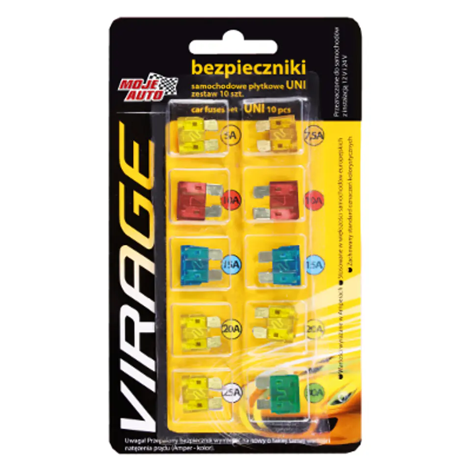 ⁨FLAT CAR FUSE SET - UNI 10 PCS.⁩ at Wasserman.eu