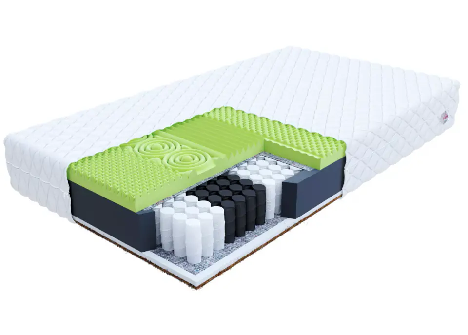 ⁨Materac kieszeniowy VASTO pianka, kokos - 200 x 200 - H2 średnio miękki / H4 twardy - 26 cm⁩ w sklepie Wasserman.eu