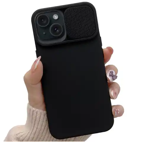 ⁨Etui do iPhone 15 Plus Slide Case z osłoną na obiektyw aparat obudowa matowe czarne Alogy Soft Matt⁩ w sklepie Wasserman.eu
