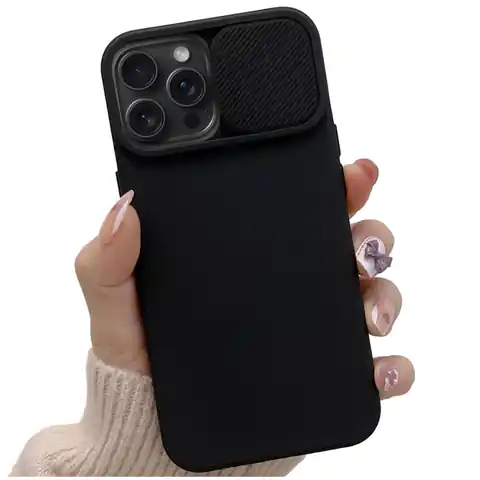 ⁨Etui do iPhone 15 Pro Max Slide Case z osłoną na obiektyw aparat obudowa matowe czarne Alogy Soft Matt⁩ w sklepie Wasserman.eu