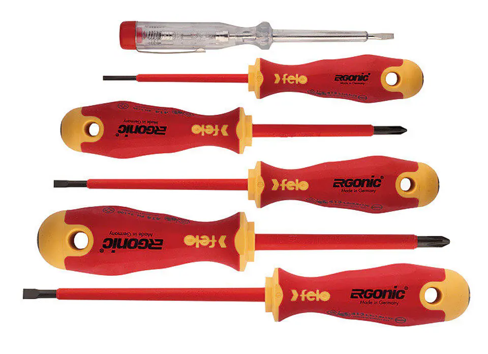 ⁨Set of 6 screwdrivers 2.5 4.0 5.5 PH1 PH2 insulated sampler 1000V Ergonic 400 VDE 41396398⁩ at Wasserman.eu