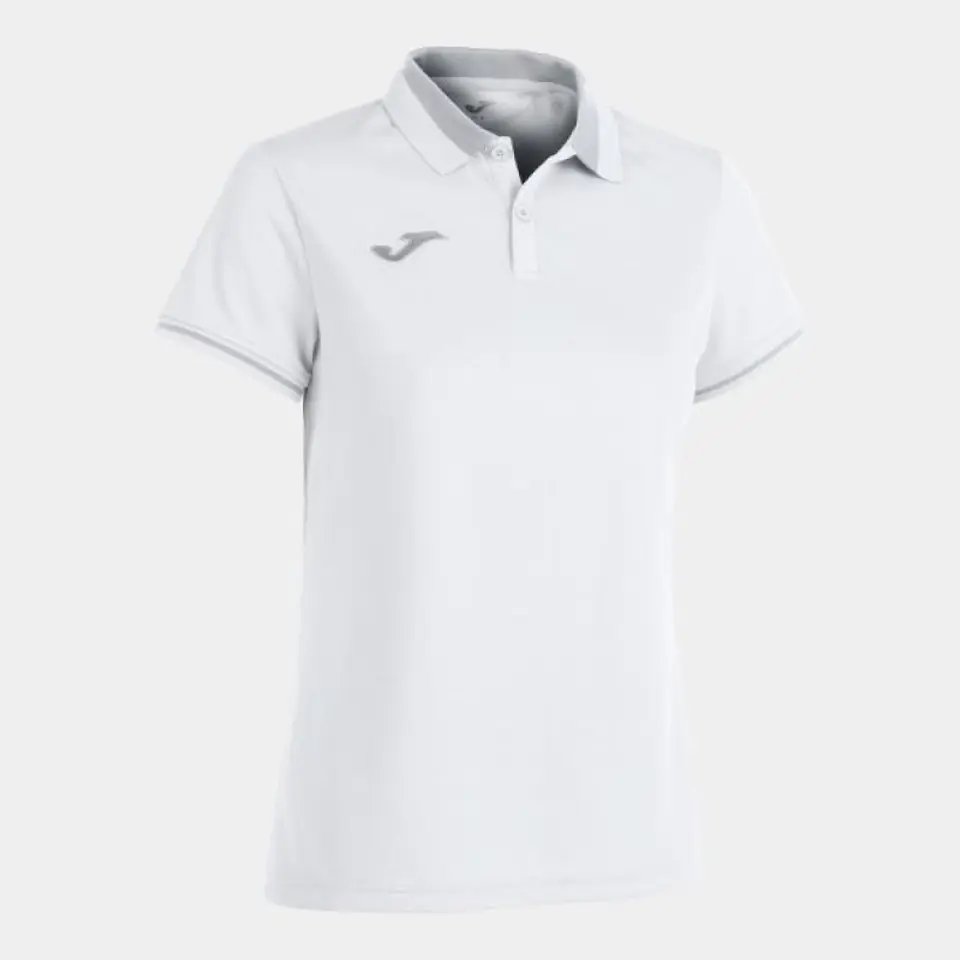 ⁨Koszulka Joma Championship VI Short Sleeve Polo W 901272. (kolor Biały. Szary/Srebrny, rozmiar 2XS)⁩ w sklepie Wasserman.eu