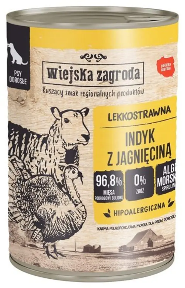 Wiejska Zagroda Indyk z jagnięciną puszka 400g w sklepie Wasserman.eu