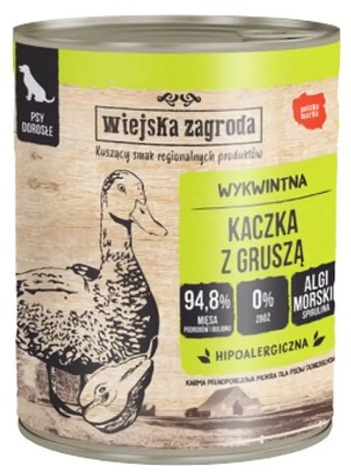 ⁨Wiejska Zagroda Kaczka z gruszką puszka 800g⁩ w sklepie Wasserman.eu