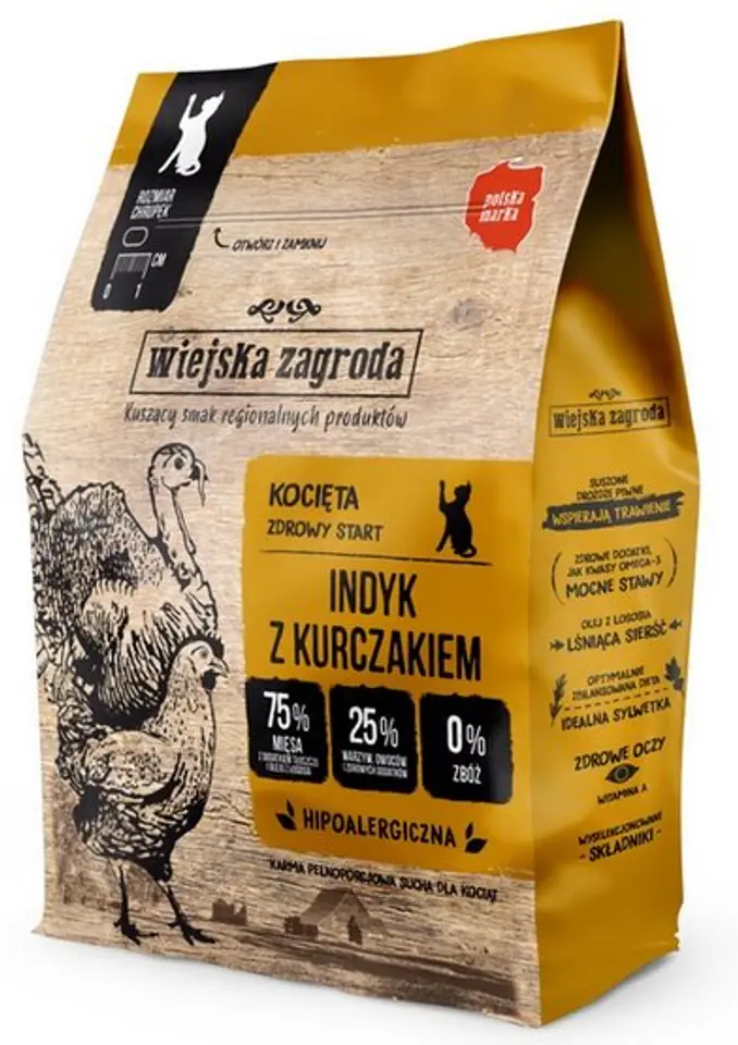 ⁨Wiejska Zagroda Kot - Indyk z kurczakiem dla kociąt 400g⁩ w sklepie Wasserman.eu